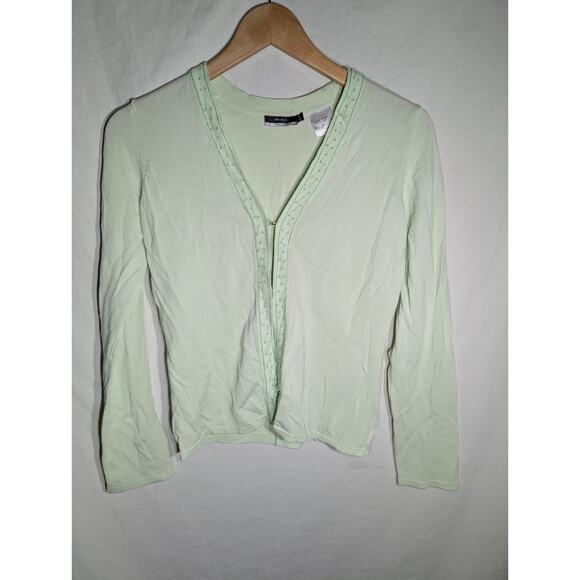 Franco Valeri Vintage womens Light Green Beaded Long Sleeve top Sz Small 90s Y2K - Picture 3 of 5